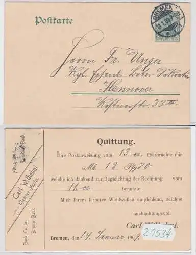 21534 Ganzsache Postkarte P78 Zudruck Carl Wilhelmi Cigarren-Fabrik Bremen 1909