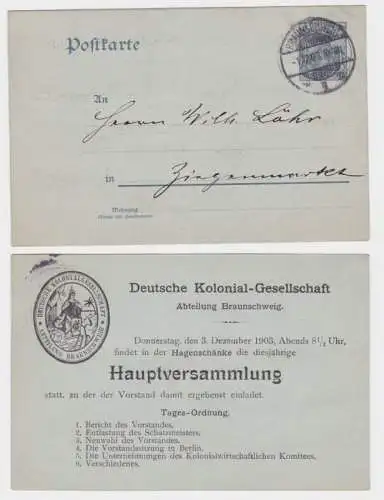 26722 DR Ganzsachen Postkarte P63X Deutsche Kolonial-Gesellschaft Braunschweig