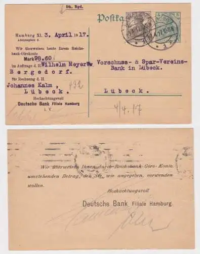 26193 Ganzsachen Postkarte P96 Zudruck Deutsche Bank Filiale Hamburg 1917