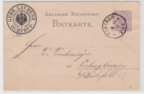 26894 DR Ganzsachen Postkarte P12 Zudruck Gebr. Laurenz Weberei Ochtrup 1882