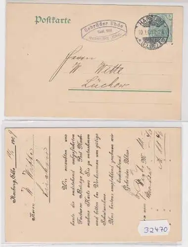 32470 DR Ganzsache Postkarte P78 Zudruck Gebrüder Uhde Harburg Elbe 1909