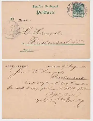 36700 DR Ganzsachen Postkarte P20 Zudruck Gebr. Albert Greiz - Bahnpost 1901