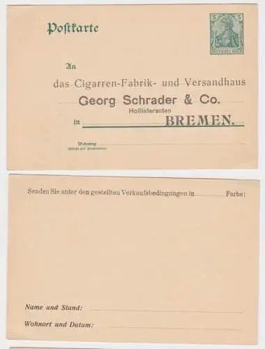 09233 DR Ganzsachen Postkarte P50 Zudruck Cigarren-Fabrik Schrader & Co. Bremen