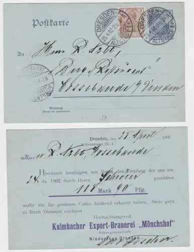 13589 Ganzsachen Postkarte P63Y Kulmbacher Export-Brauerei 'Mönchshof' Dresden