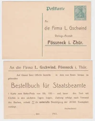 14451 Ganzsachen Postkarte P90 Zudruck L. Gschwind Verlags-Anstalt Pössneck