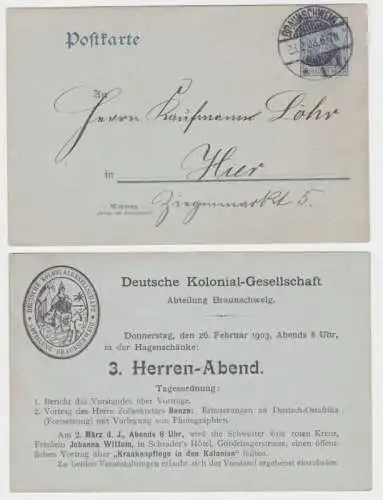 15798 DR Ganzsachen Postkarte P63X Deutsche Kolonial-Gesellschaft Braunschweig