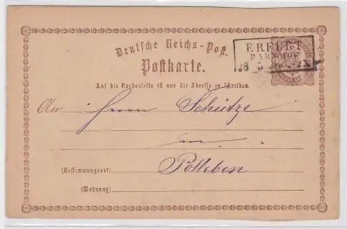 97093 DR Ganzsachen Postkarte P1 Erfurt Bahnhof nach Polleben 1875