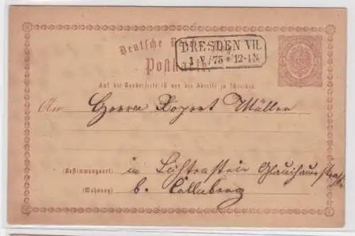 97104 DR Ganzsachen Postkarte P1 Dresden nach Callnberg 1875