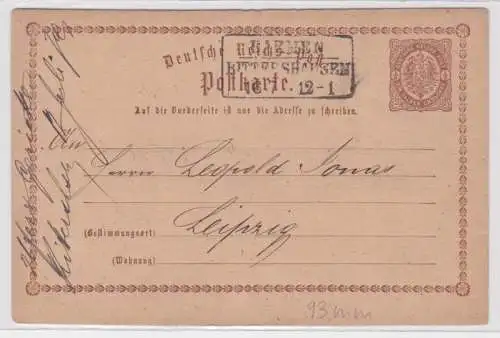 97728 DR Ganzsachen Postkarte P1 Barmen Rittershausen nach Leipzig 1874