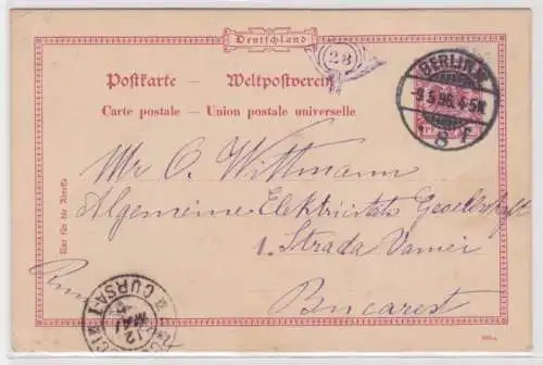 96202 DR Ganzsachen Postkarte P35 Berlin nach Bucarest (Rumänien) 1896