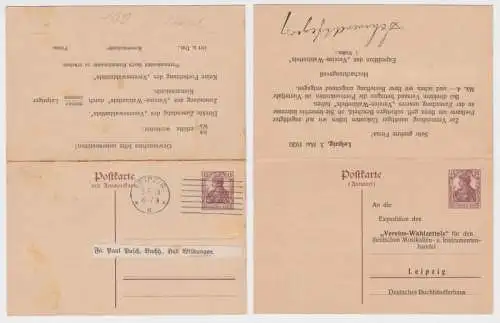 96985 DR Ganzsache Postkarte P 117 Zudruck Vereins-Wahlzettel Leipzig 1920