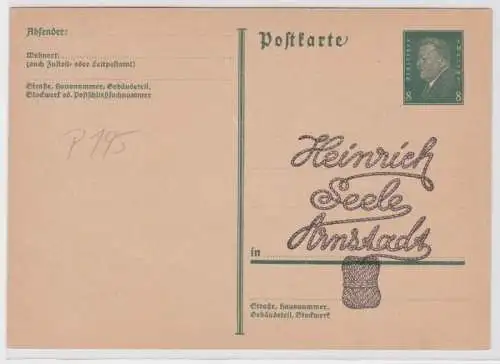 97759 DR Ganzsache Postkarte P195 Zudruck Heinrich Seele Arnstadt