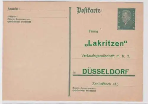 97878 Ganzsachen Postkarte P181 Zudruck 'Lakritzen' Verkaufsgesell. Düsseldorf