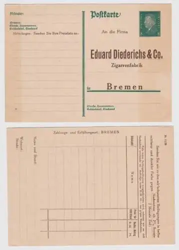 97999 DR Ganzsachen Postkarte P181 Zudruck Eduard Diederichs Zigarren Bremen