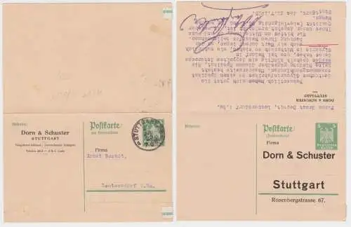 97499 DR Ganzsachen Postkarte P158A + F Zudruck Dorn & Schuster Stuttgart 1925