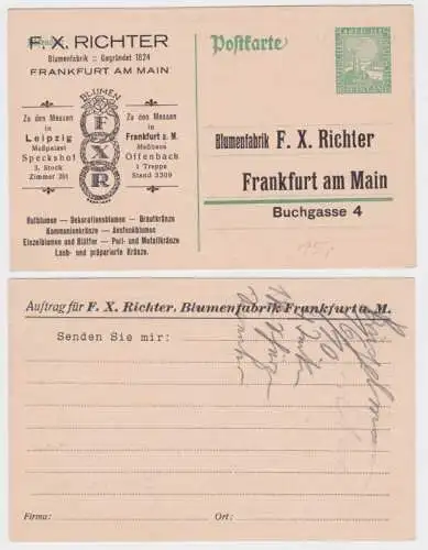 97492 DR Ganzsachen Postkarte P204 Zudruck Blumenfabrik F.X. Richter Frankfurt