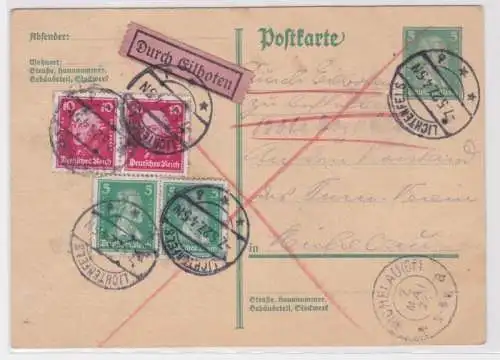 97556 Privat Ganzsachen Postkarte P170 Lichtenfels nach Michelau Eilbote 1927