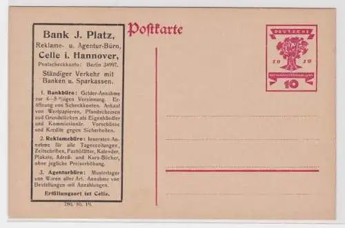 97606 DR Ganzsachen Postkarte P115 Zudruck Bank J. Platz Agentur-Büro Celle