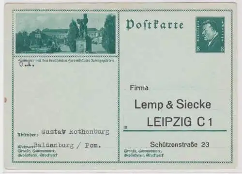 97627 DR Ganzsachen Postkarte P191/9 Zudruck Lemp & Siecke Leipzig