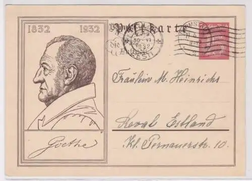 97683 Ganzsachen Postkarte P214 Darmstadt nach Reval Estland - Goethejahr 1932