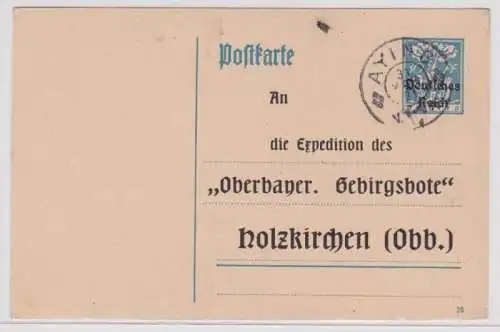 97131 DR Ganzsachen Postkarte P128 Zudruck Oberbay. Gebirgsbote Holzkirchen 1921