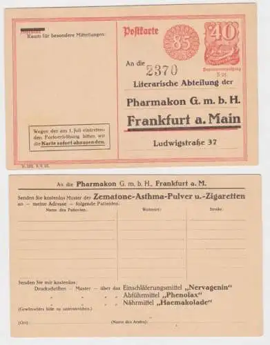 97375 DR Ganzsachen Postkarte P153 Zudruck Pharmakon GmbH Frankfurt am Main