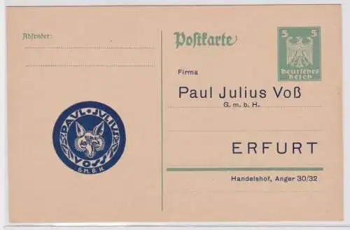 97383 DR Ganzsachen Postkarte P204 Zudruck Paul Julius Voß GmbH Erfurt