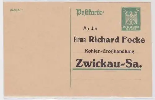 97504 DR Ganzsachen Postkarte P156 Zudruck Richard Focke Großhandlung Zwickau