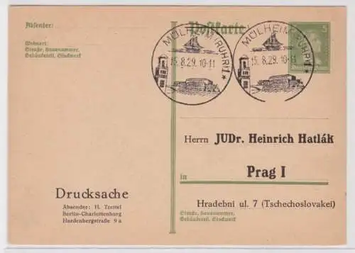 97456 DR Ganzsachen Postkarte P175 Zudruck JUDr. Heinrich Hatlak Prag 1929