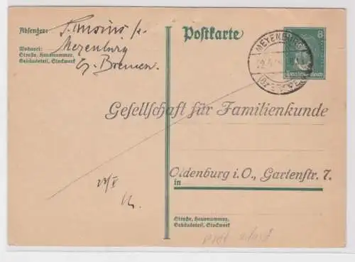 76962 DR Ganzsachen Postkarte P176 Zudruck Familienkunde Gesellschaft Oldenburg