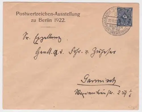 88879 DR Ganzsachen Umschlag PU75 Berlin Postwertzeichen Ausstellung 1922