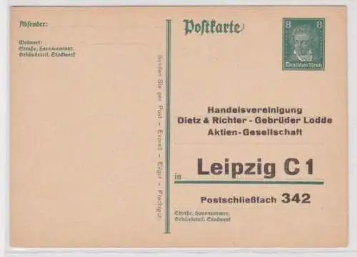 96552 DR Ganzsachen Postkarte P176 Zudruck Dietz&Richter Gebrüder Lodde Leipzig