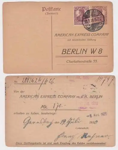 96986 DR Ganzsachen Postkarte P117A Zudruck American Express Comp. Berlin 1920