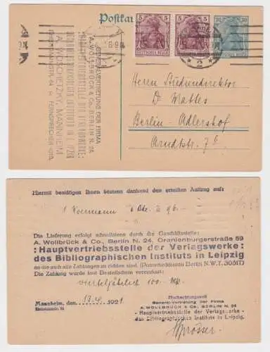 97001 DR Ganzsachen Postkarte P120 Zudruck Bibliograph. Institut Leipzig 1921