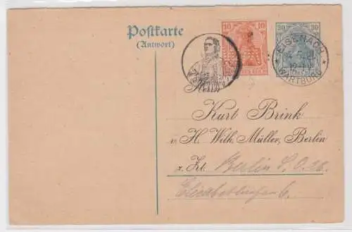 96999 DR Ganzsachen Postkarte P120 Zudruck Kurt Brink & Wilh. Müller Berlin 1921