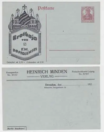 96862 DR Ganzsachen Postkarte P109 Zudruck Heinrich Minden Verlag Dresden