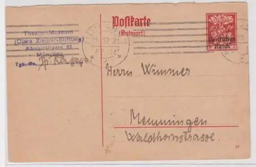 97533 Ganzsachen Postkarte P131 München nach Memmingen 1921