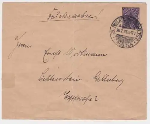 02278 DR Ganzsachen Umschlag PU77 29. Dt. Philatelistentag Dresden 1923