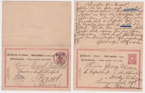 97730 DR Ganzsachen Postkarte P15/02 Metz nach Basel (Schweiz) 1889