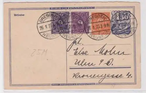 97422 DR Ganzsachen Postkarte P149A Dresden nach Ulm 1923