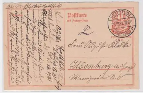 97550 Ganzsachen Postkarte P144 Hettstedt nach Ilsenburg 1921