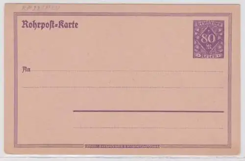 34273 DR Ganzsachen Rohrpostkarte RP22 80 Mark + Freigebühr & Papierzuschlag