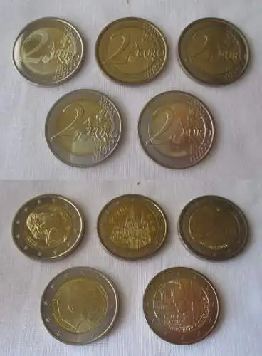 5 x 2 Euro Münze Spanien Österreich Niederlande Stempelglanz (167069)