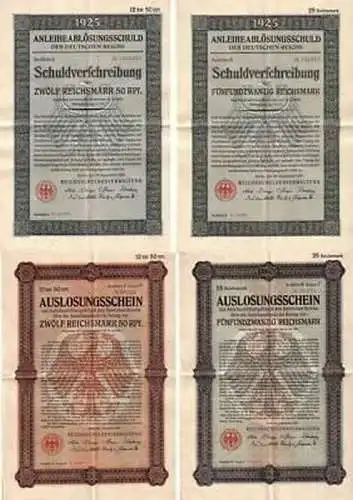 4 alte Schuldverschreibungen des Deutschen Reich 1925