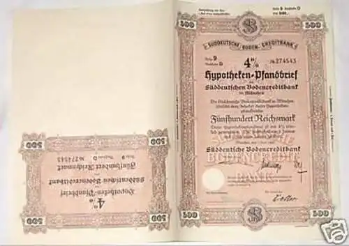 Pfandbrief Süddeutsche Bodencreditbank 1941