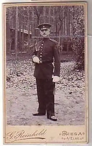 29506 altes Kabinettfoto Soldat Riesa a. Elbe um 1915