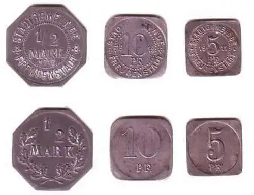 5, 10 Pfennig 1/2 Mark Münzen Notgeld Freudenstadt 1918