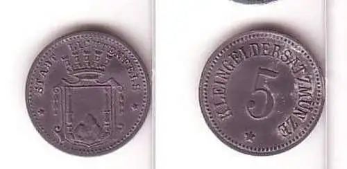 5 Pfennig Zinkmünze Notgeld Stadt Lichtenfels um 1917