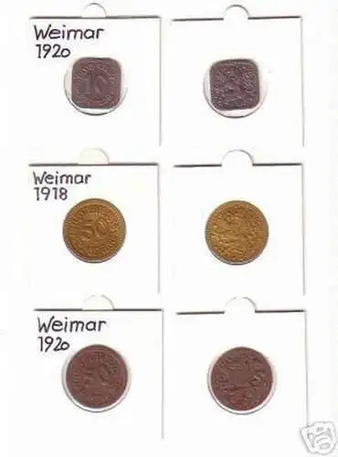 3 Münzen Notgeld Stadt Weimar 1918-1920