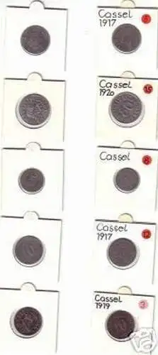 5 x Münzen Notgeld Kriegsgefangenenlager Cassel um 1920